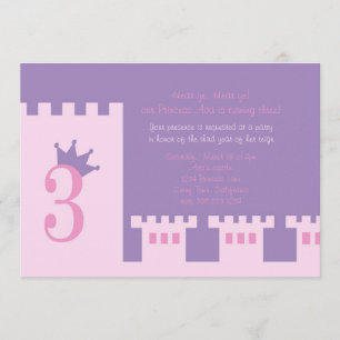 Princess 3rd birthday party invite