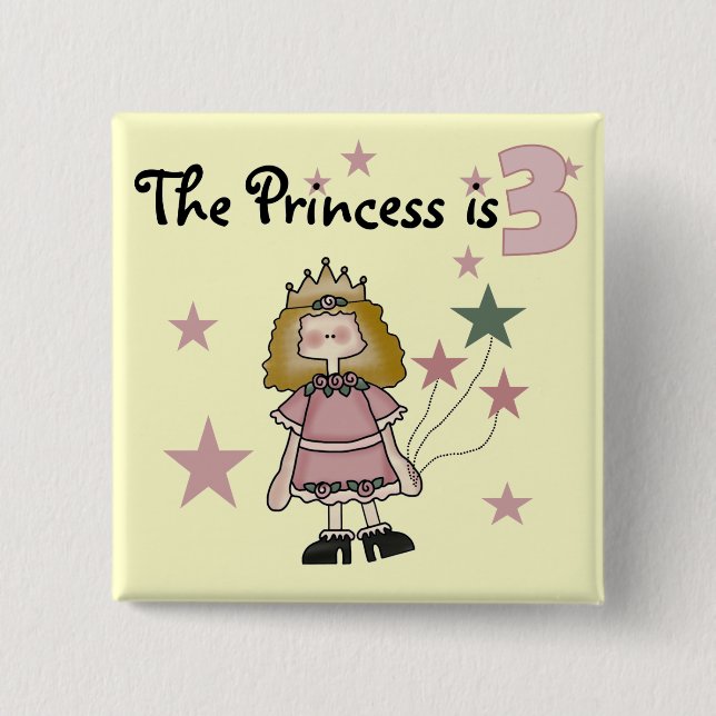 Princess 3rd Birthday Tshirts and Gifts 15 Cm Square Badge (Front)