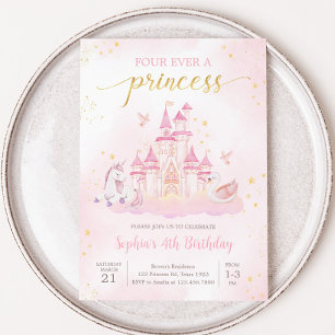 Princess 4th Birthday Party Invitation