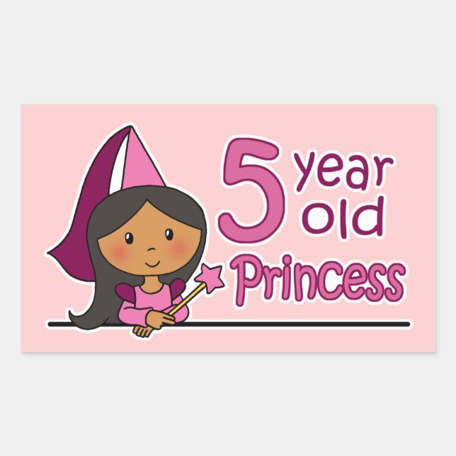 Princess Age 5 Rectangular Sticker (Front)