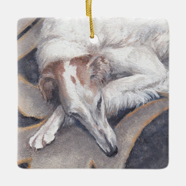 Princess Alia Borzoi Dog Art Square Ornament (Front)