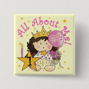 Princess All About Me 1st Birthday Tshirts 15 Cm Square Badge