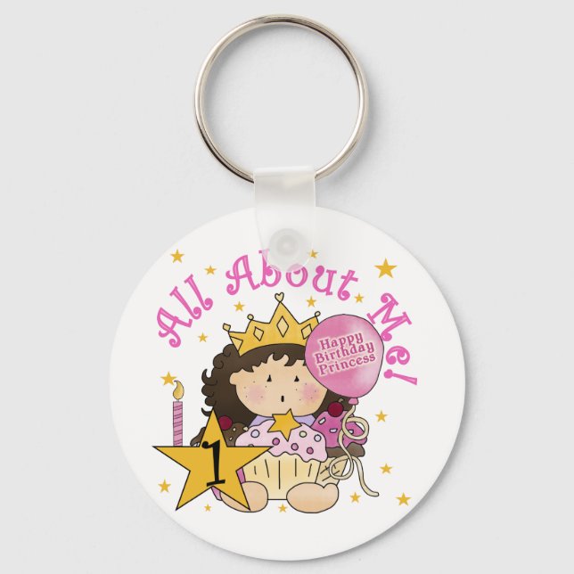 Princess All About Me 1st Birthday Tshirts Key Ring (Front)