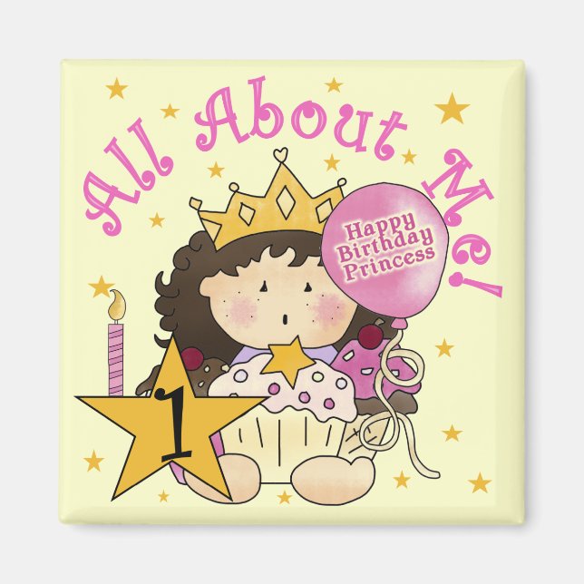 Princess All About Me 1st Birthday Tshirts Magnet (Front)