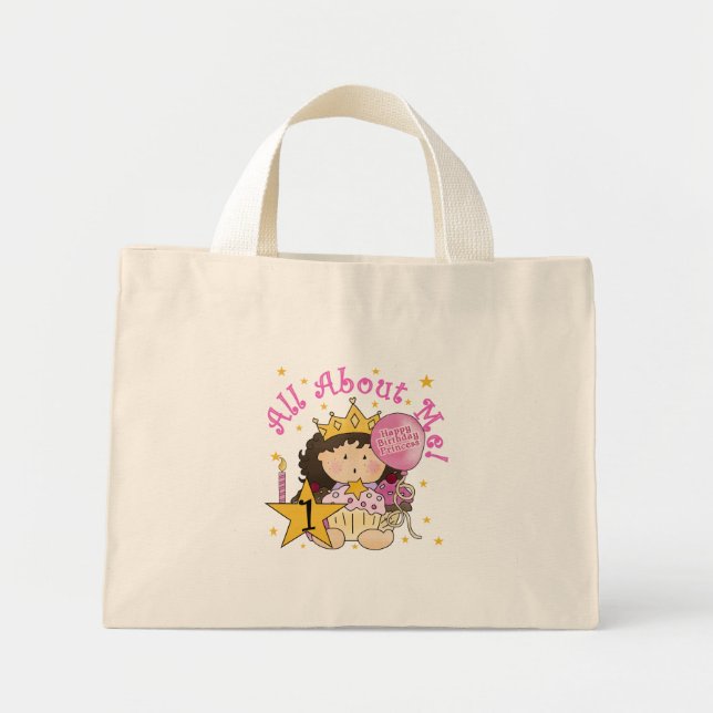 Princess All About Me 1st Birthday Tshirts Mini Tote Bag (Front)