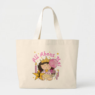Princess All About Me 3rd Birthday Tshirts Large Tote Bag