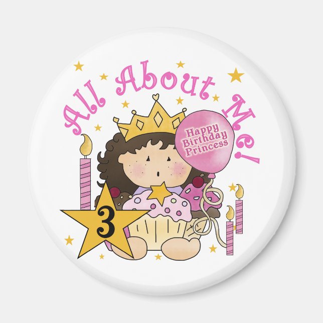 Princess All About Me 3rd Birthday Tshirts Magnet (Front)