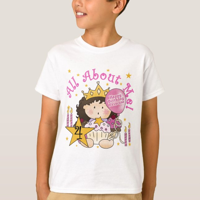 Princess All About Me 4th Birthday Tshirts (Front)