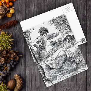 Princess alseep in Bed in the Forest Prince Postcard