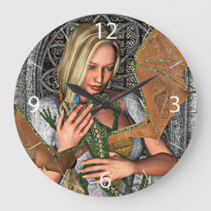 Princess and Dragon Large Clock
