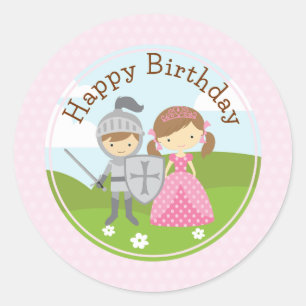 Princess and Knight 2inch round circle sticker