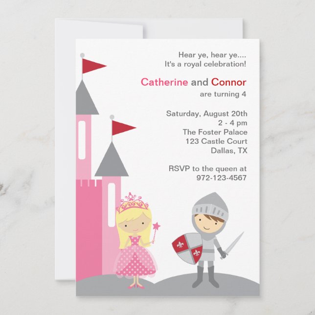 Princess and Knight Invitations (Front)