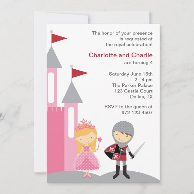 Princess and Knight Invitations (Front)