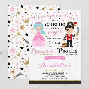 Princess And Pirate Birthday Invitation