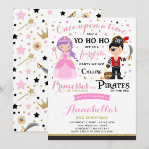 Princess And Pirate Birthday Invitation