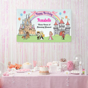 Princess and Prince Fairy Tale Cute Royal Birthday Banner