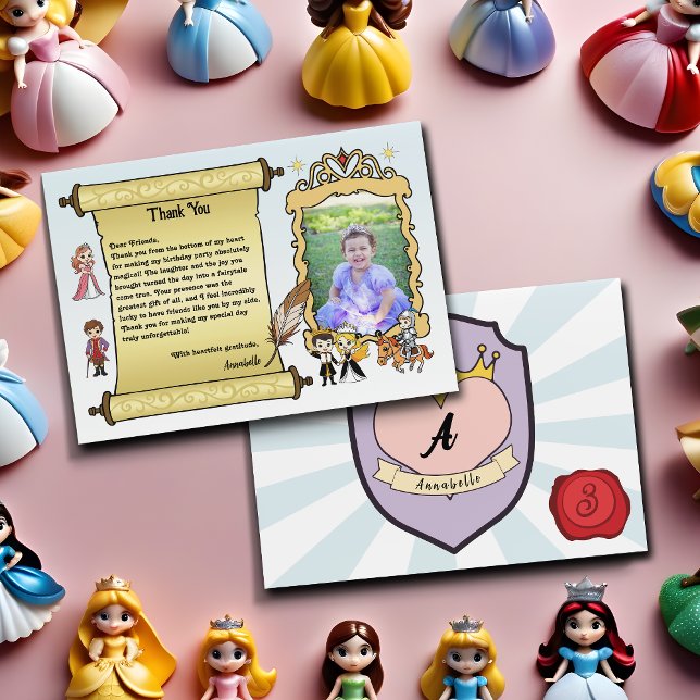 Princess and Prince Fairytale Cute Royal Photo Thank You Card (Creator Uploaded)