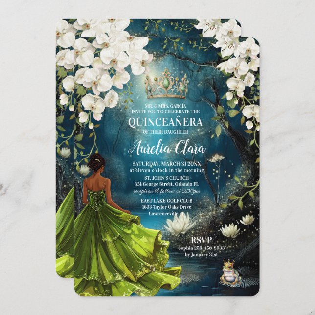 Princess and the Frog Starry Night Quinceanera 16 Invitation (Front/Back)