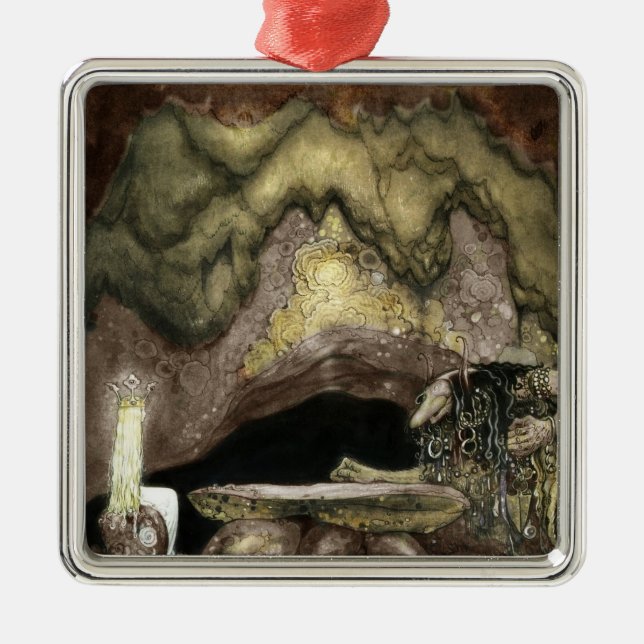 Princess and Troll at a Table Metal Ornament (Front)