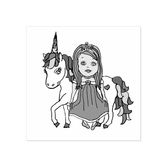 Princess and Unicorn Rubber Stamp (Imprint)