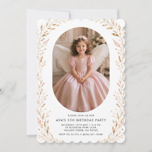 Princess Angel Girl 5th Birthday Invitation