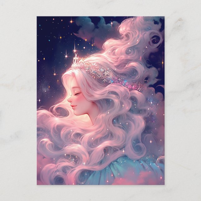Princess Anime Girl Made Of Stars Postcard (Front)