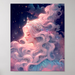 Princess Anime Girl Made Of Stars Poster