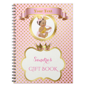 Princess Baby Girl Bow Pink Gold Gift Guest Notebook