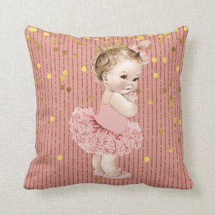Princess Baby in Tutu Faux Gold Confetti Glitter Cushion