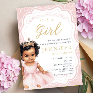 Princess Baby Shower African American Baby Girl  Invitation