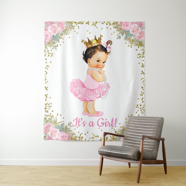 Princess Baby Shower Backdrop Tapestry (In Situ)