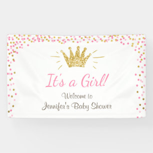 Princess Baby shower banner Royal Pink Gold Girl