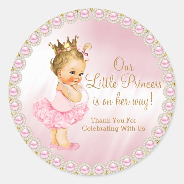 Princess Baby Shower Classic Round Sticker (Front)