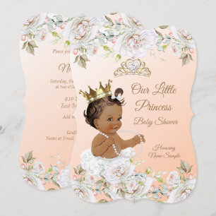 Princess Baby Shower Coral Peach White Ethnic Invitation