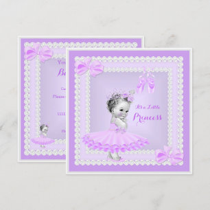 Princess Baby Shower Cute Girl Purple Ballerina Invitation