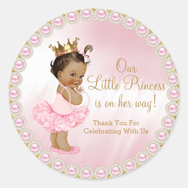 Princess Baby Shower Favour Classic Round Sticker (Front)