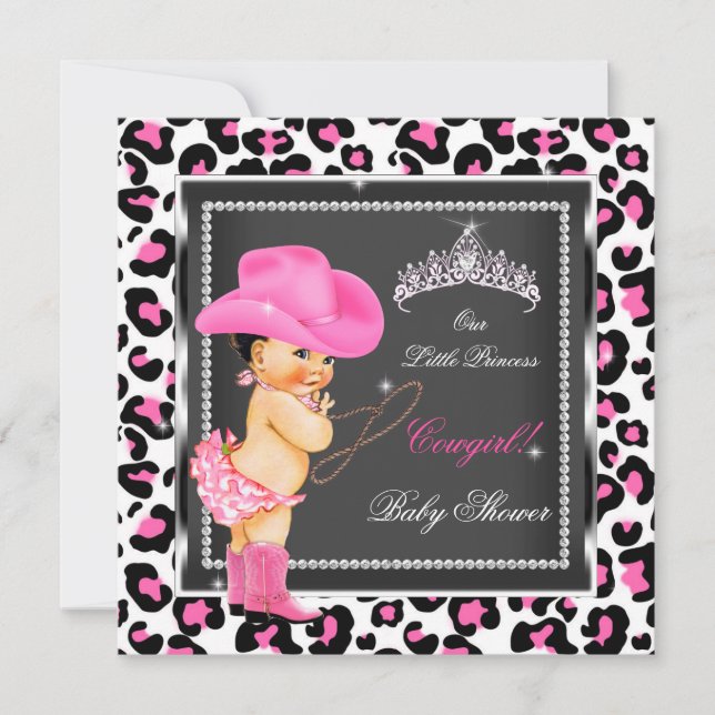 Princess Baby Shower Girl Cowgirl Brunette Invitation (Front)