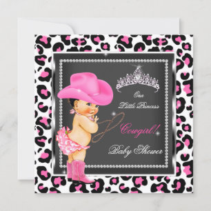 Princess Baby Shower Girl Cowgirl Brunette Invitation