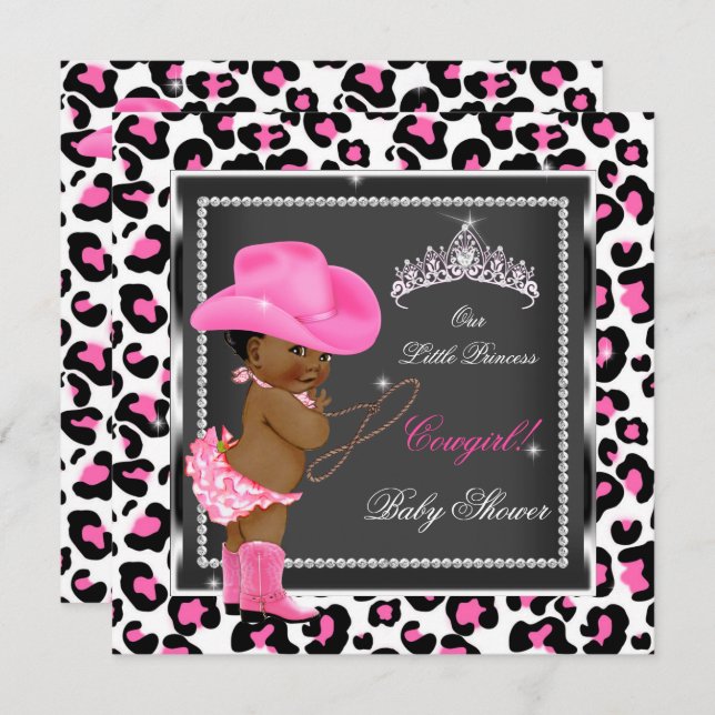 Princess Baby Shower Girl Cowgirl Ethnic Invitation (Front/Back)