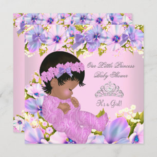 Princess Baby Shower Girl floral Pink Purple Invitation