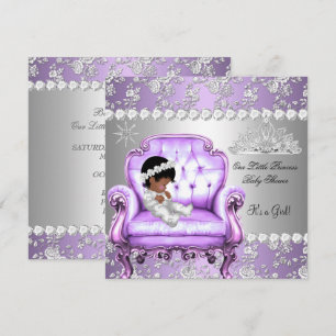 Princess Baby Shower Girl Lavender Silver Chair Invitation