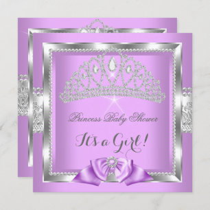 Princess Baby Shower Girl Lavender Silver Diamond Invitation