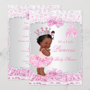 Princess Baby Shower Girl Pink Ballerina Ethnic Invitation