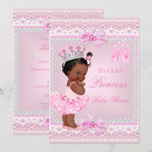 Princess Baby Shower Girl Pink Ballerina Ethnic Invitation