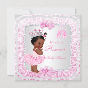 Princess Baby Shower Girl Pink Ballerina Ethnic Invitation