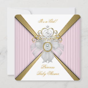 Princess Baby Shower Girl White Pink Gold Invitation