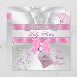 Princess Baby Shower Girl White Pink Tiara Magical Invitation