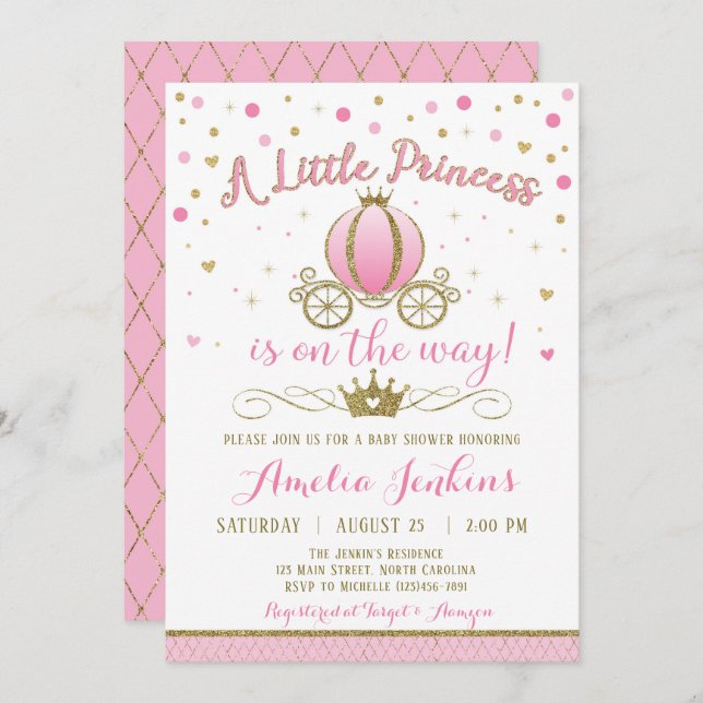Princess Baby Shower Invitation (Front/Back)