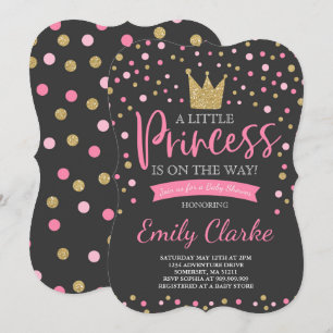 Princess Baby Shower Invitation Pink Gold Shower