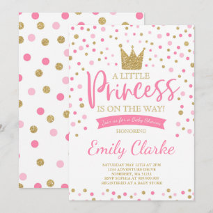 Princess Baby Shower Invitation Pink Gold Shower